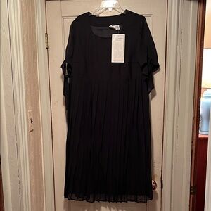 Elegant Black Pleated Slip Over Dress